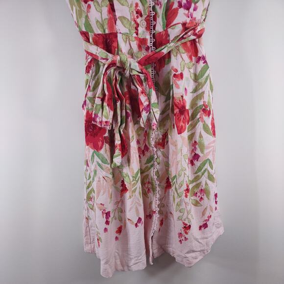 Maison Tara Linen Rayon Blend Floral Dress, Size 4 - Picture 4 of 9